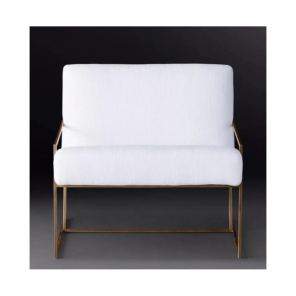 Lounge Chair Geometric Sculptural Profile – Linen or Velvet Statement Piece