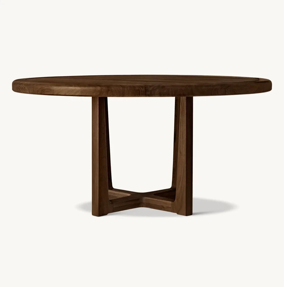 Gael Round Dining Table – Handcrafted Solid American Walnut Contemporary Statement Piece | 1600997095438