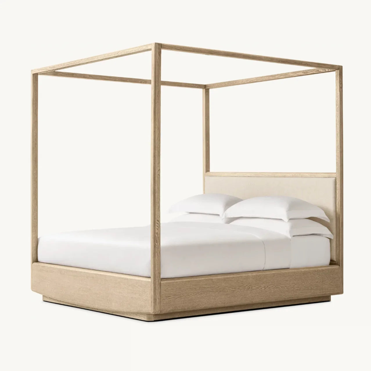 Dalia Canopy Bed – Sculptural American White Oak Platform Bed
