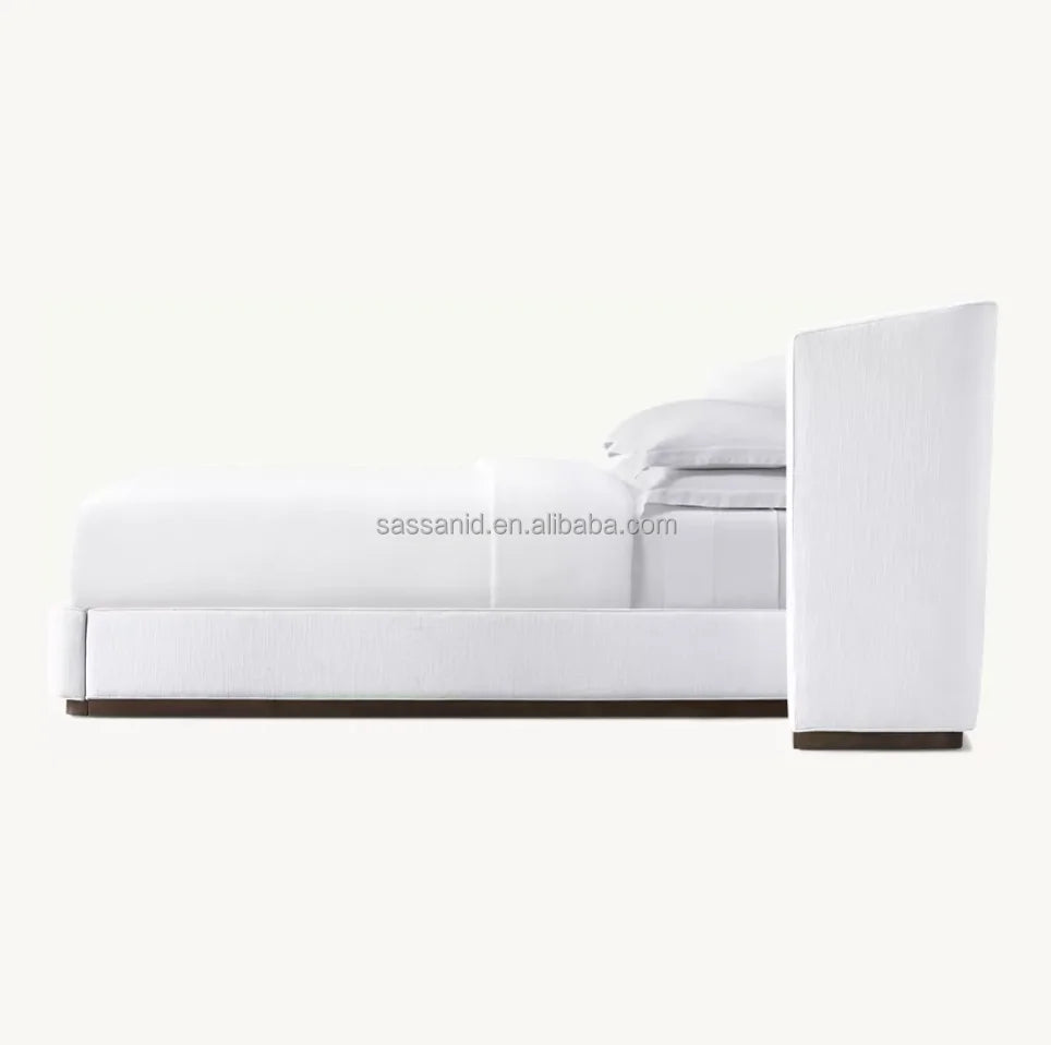 Alessa Fabric Extended Shelter Bed – Contemporary Upholstered Low Profile Bed