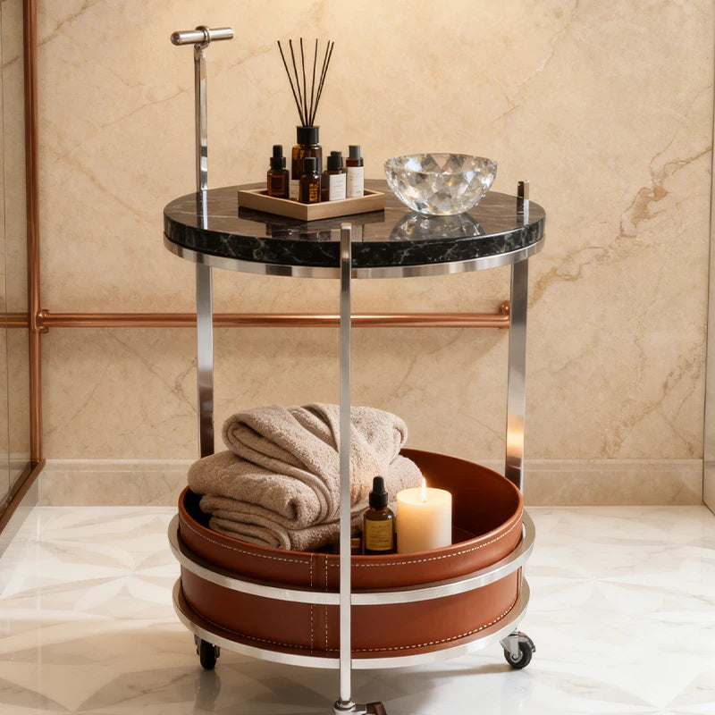 Luxury Round Natural Marble Coffee Table Modern Italian Style for Villa