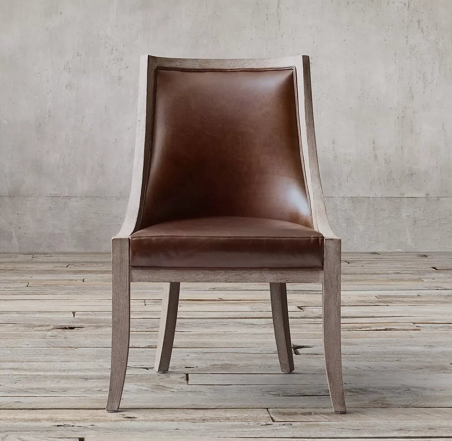 Dining Armchair – French Empire Gondola Leather and Oak Vintage | 1600450446933