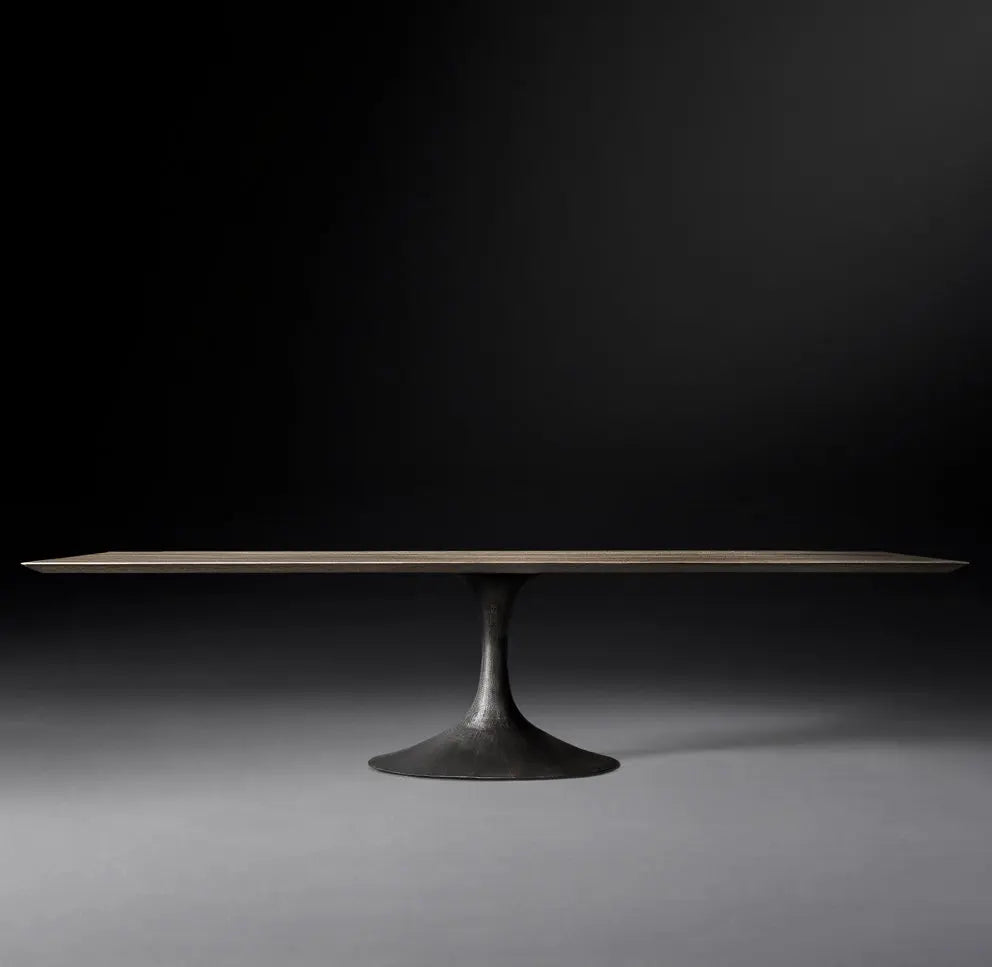Extendable Rectangular Dining Table – Walnut Metal Midcentury American Statement Piece