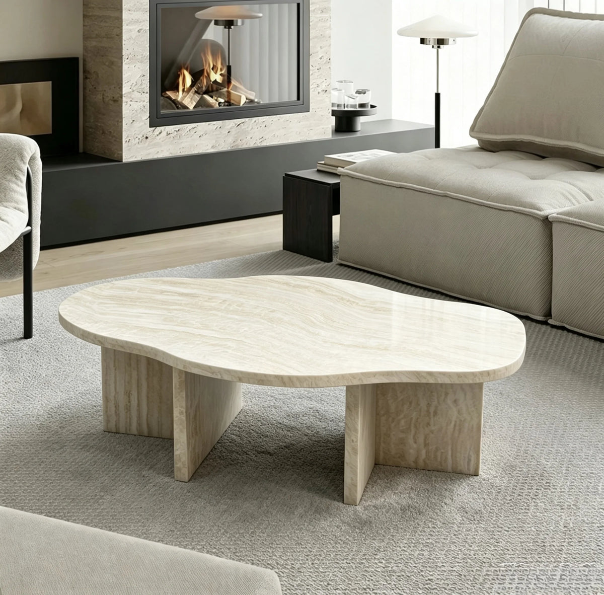 Luxury Cloud Travertine Coffee Table Irregular Minimalist Italian Style