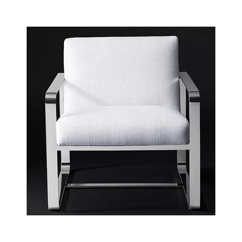 Modern Sofa Chair, Openwork Ribbon Frame – Polished Stainless Steel Statement Piece