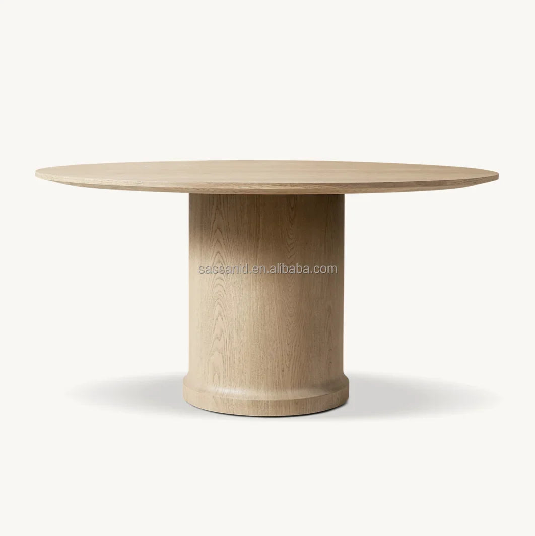 Italian Designer Round Dining Table – Solid Oak Baron Statement Piece