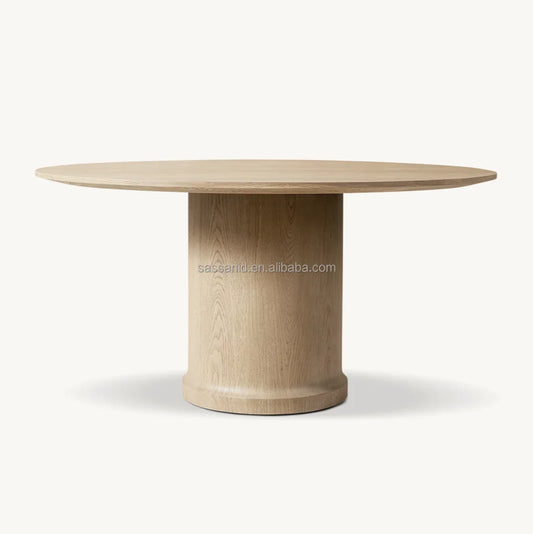 Italian Designer Round Dining Table – Solid Oak Baron Statement Piece