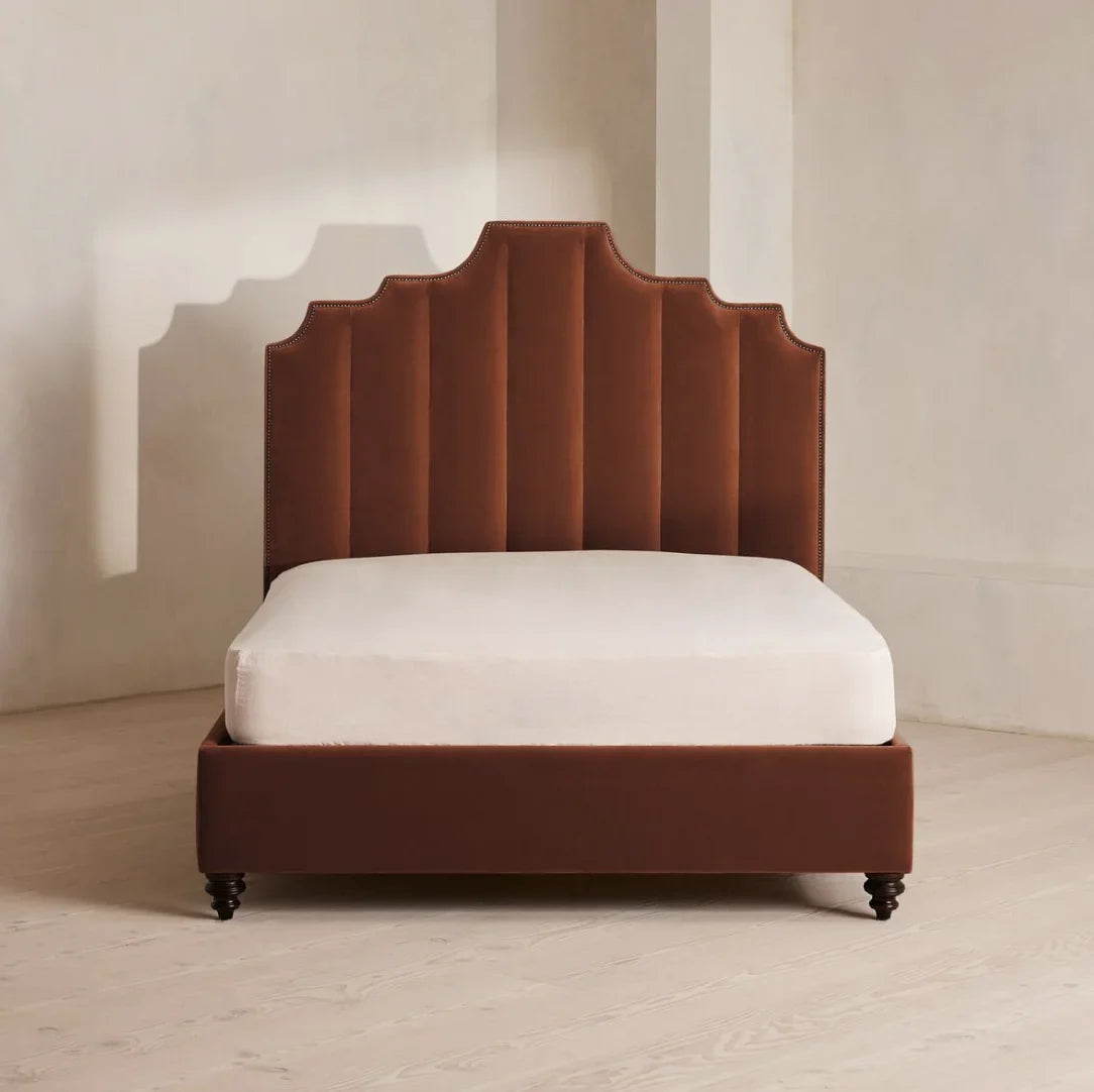Platform Bed – Tufted Leather King Bed with Solid Oak by Re Home – Mid-Century Style
