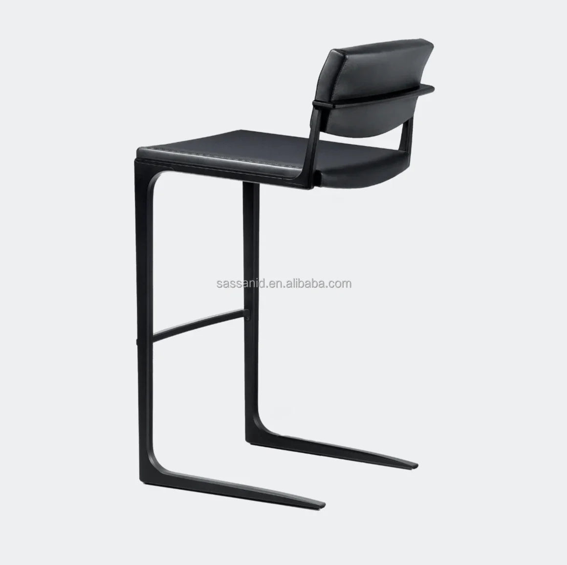 Bar Stool – Mid-Century Modern – Leather And Oak Designer Statement Piece