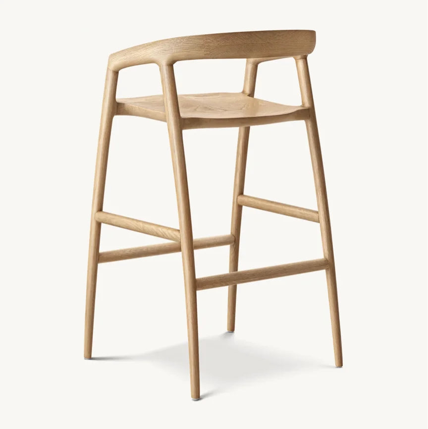 Luka Solid Oak Barstool – Scandinavian Modern Upholstered Counter Stool