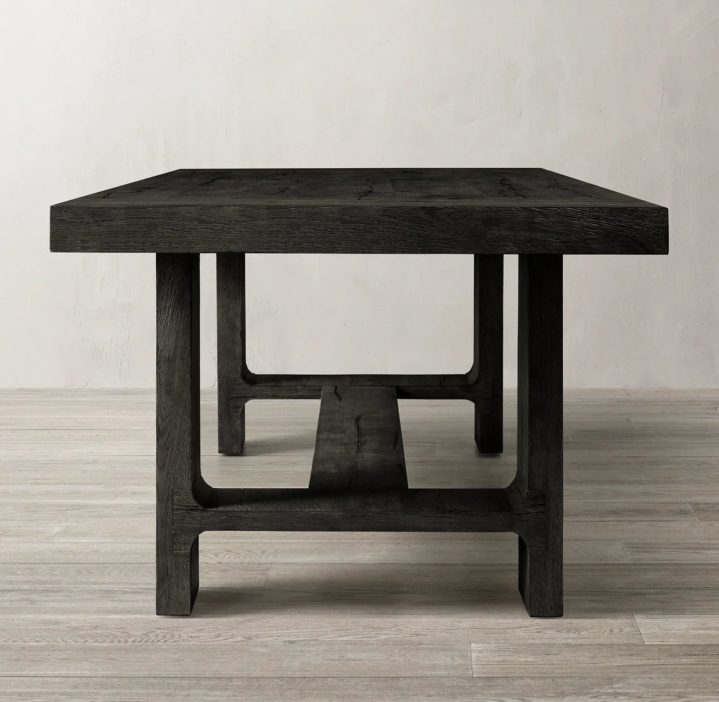 French Contemporary Extension Dining Table – Solid Oak Brushed Statement Piece