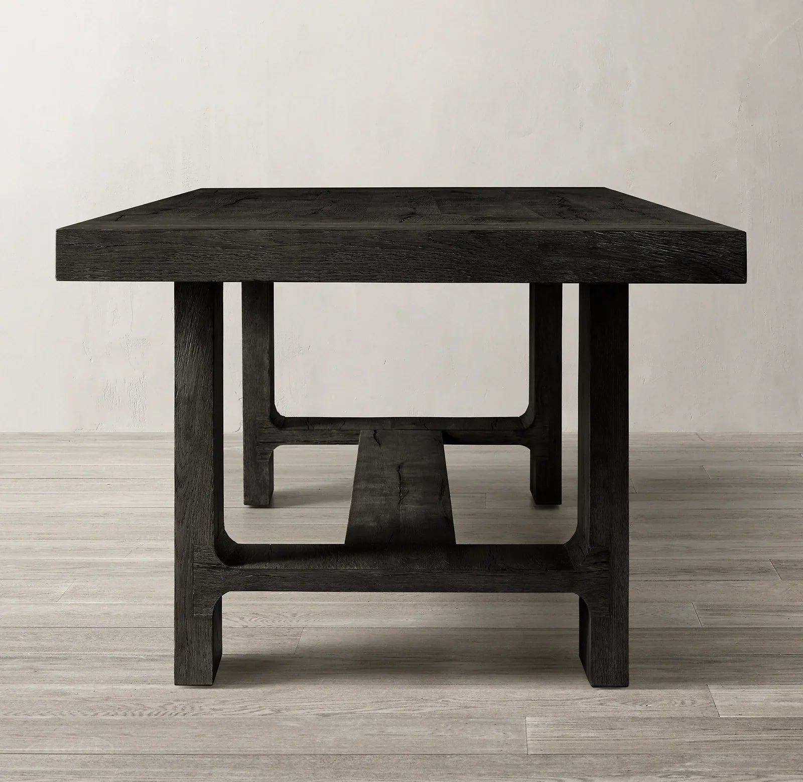 French Contemporary Extension Dining Table – Solid Oak Brushed Statement Piece