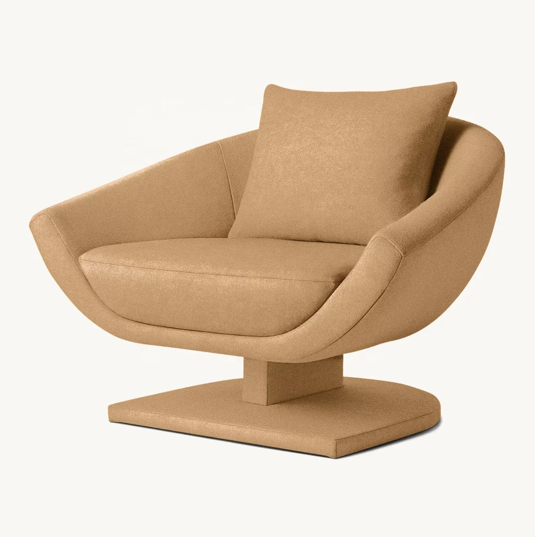 Lounge Chair Shell-like Silhouette – Fully Upholstered Fabric Modern Statement Piece