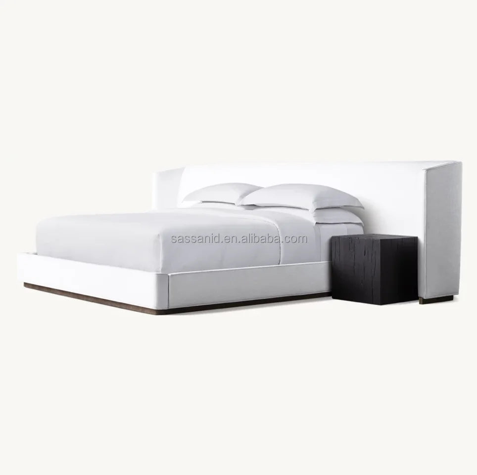 Alessa Fabric Extended Shelter Bed – Contemporary Upholstered Low Profile Bed