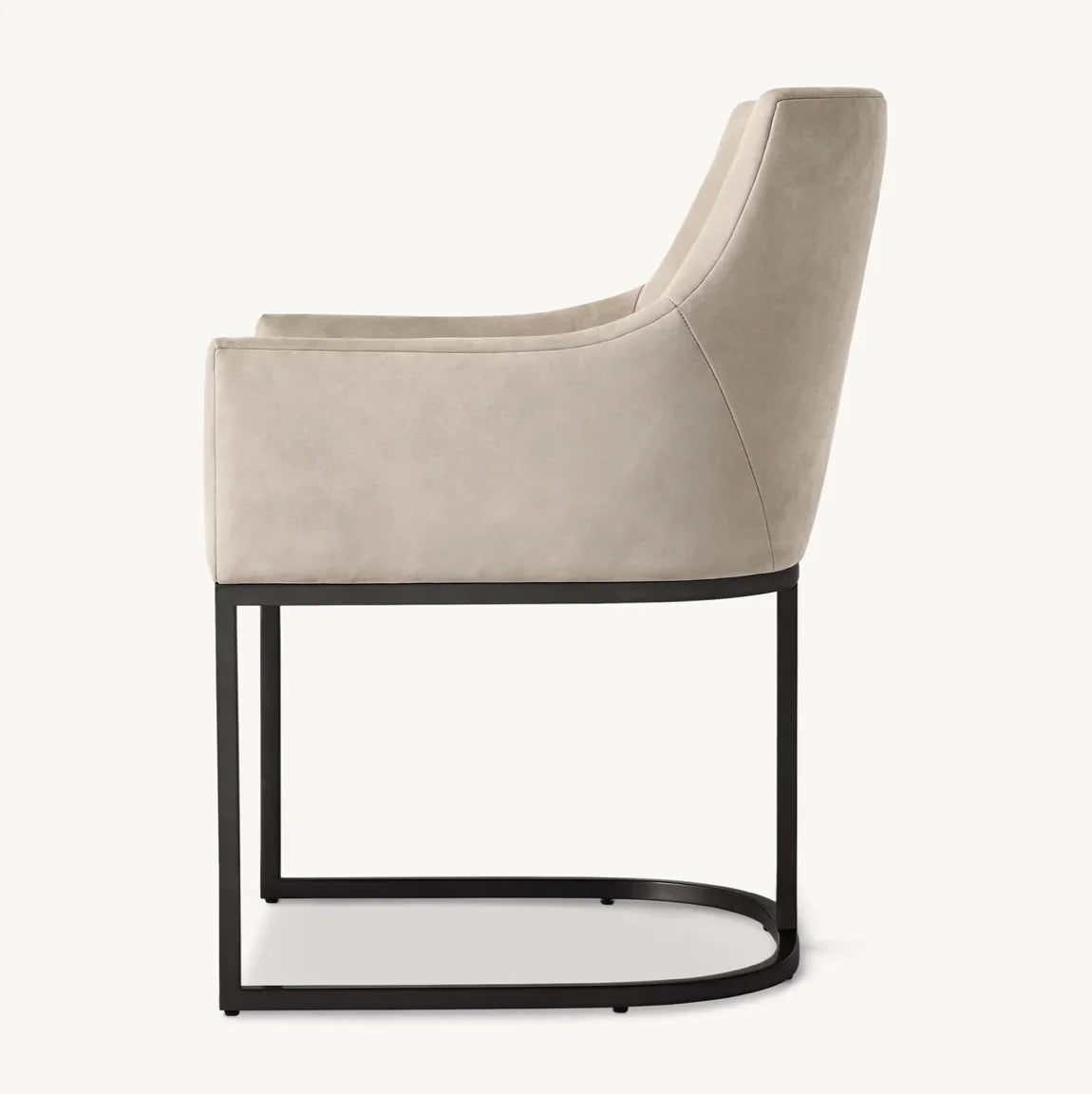 Emery Curved-Back Dining Armchair – Solid Oak and Leather Statement Piece