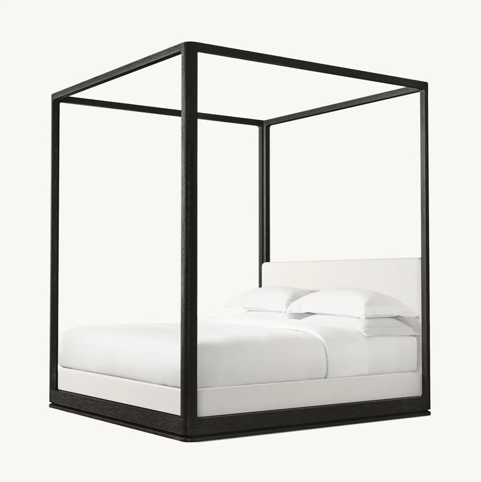 Contemporary Canopy Bed – Brushed Oak Sculptural Statement Piece