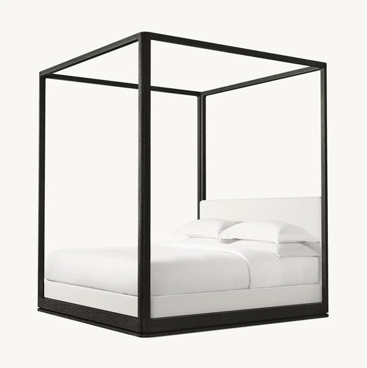 Contemporary Canopy Bed – Brushed Oak Sculptural Statement Piece