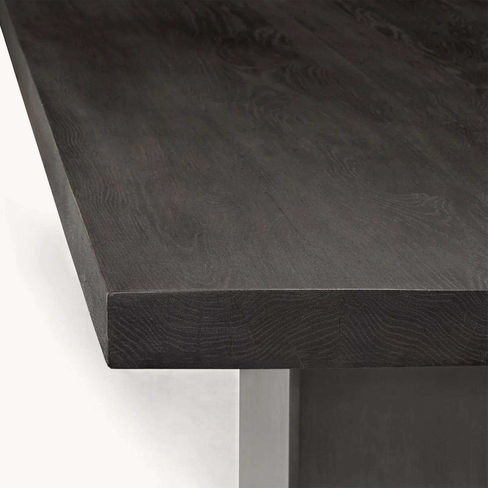 Sassanid Dining Table – Rectangular Beam in Dry Brown French Oak & Light Pewter