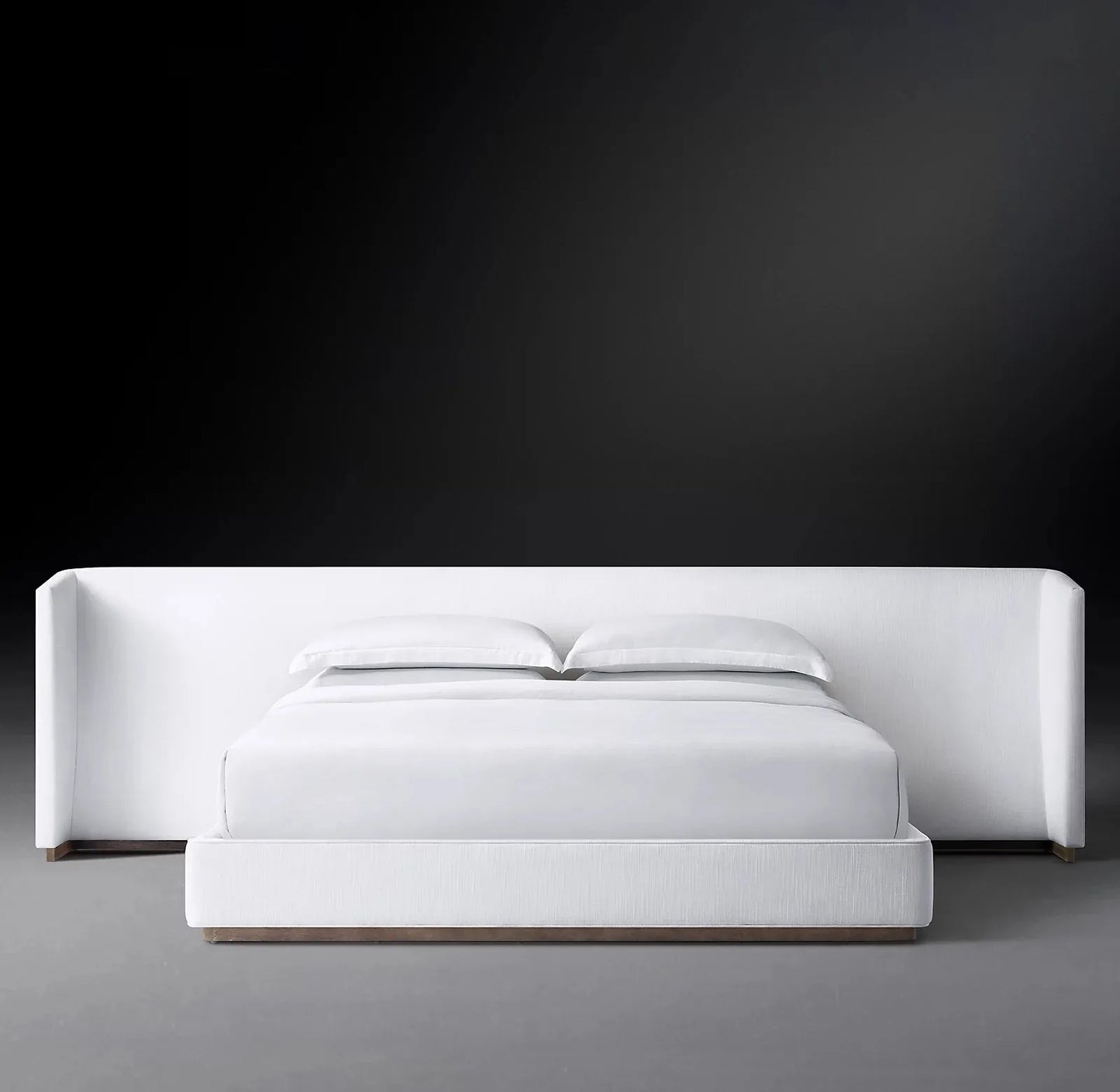 Upholstered Bed with Extended Headboard – Tufted Linen Modern Statement Piece