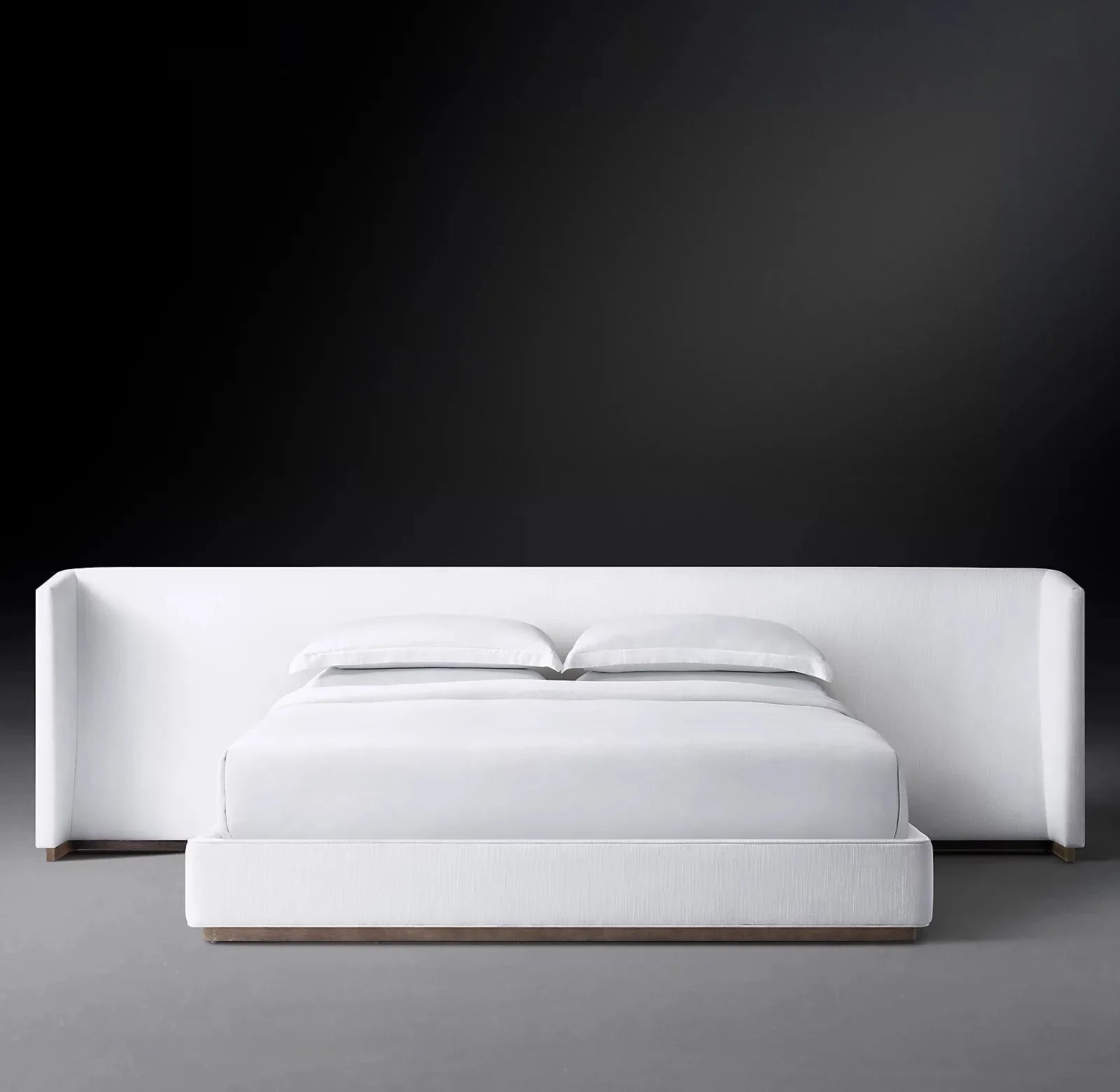 Upholstered Bed with Extended Headboard – Tufted Linen Modern Statement Piece