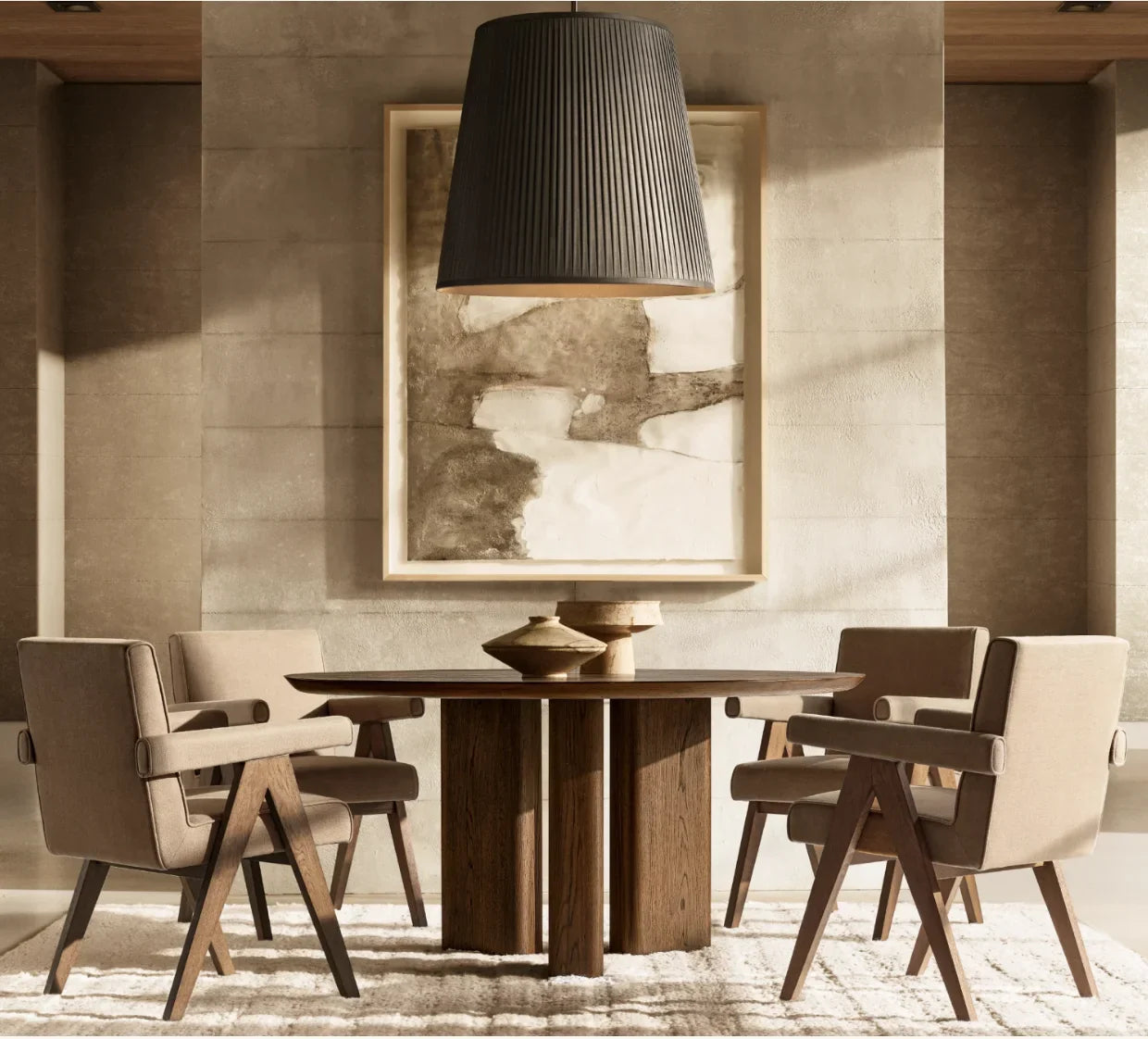 Round Dining Table – Contemporary French Rustic Oak Brioni Statement | 1601229820029