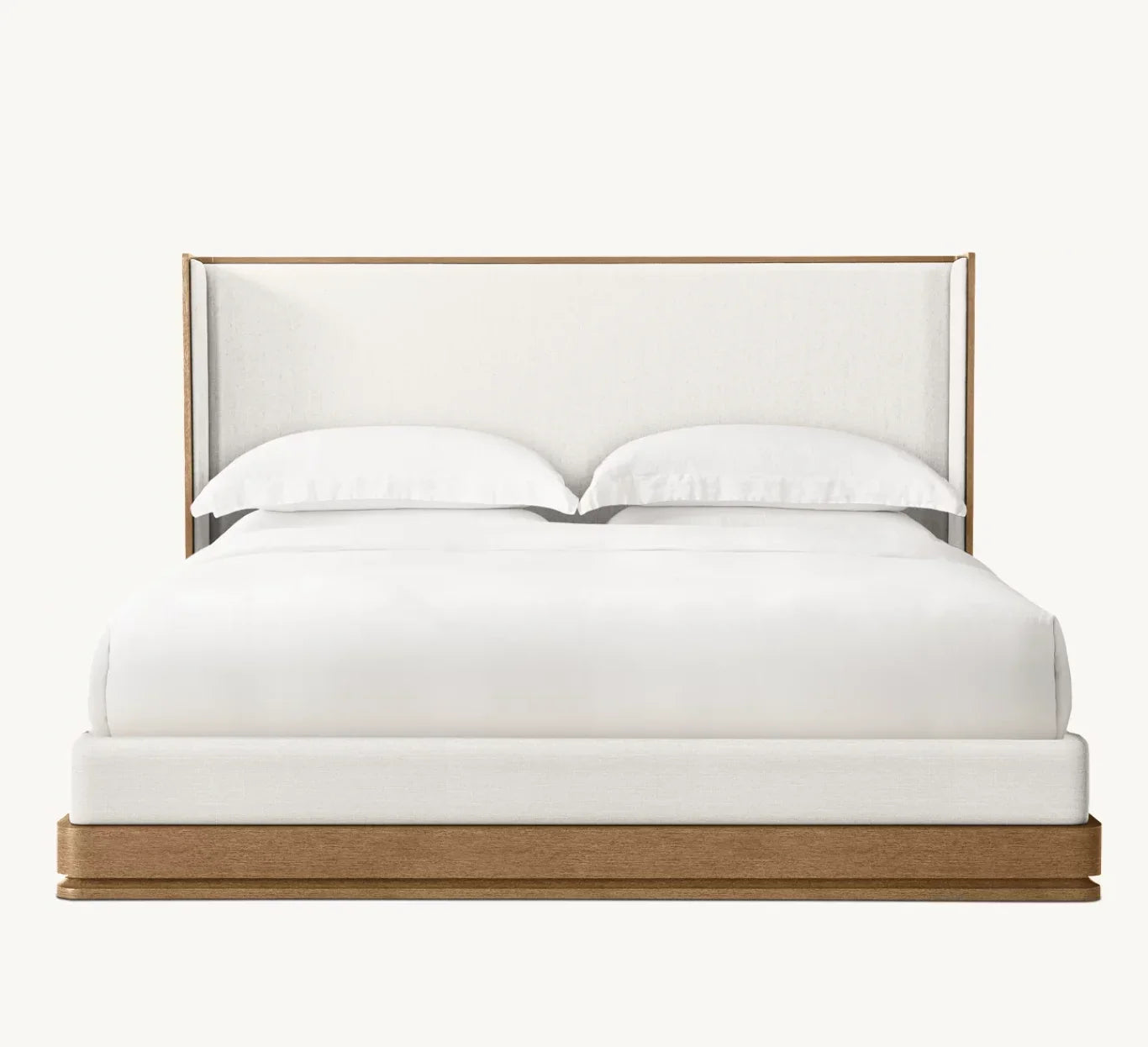 Sculptural Shelter Bed – Upholstered Panel Design in Brushed Oak – Modernist Statement Piece