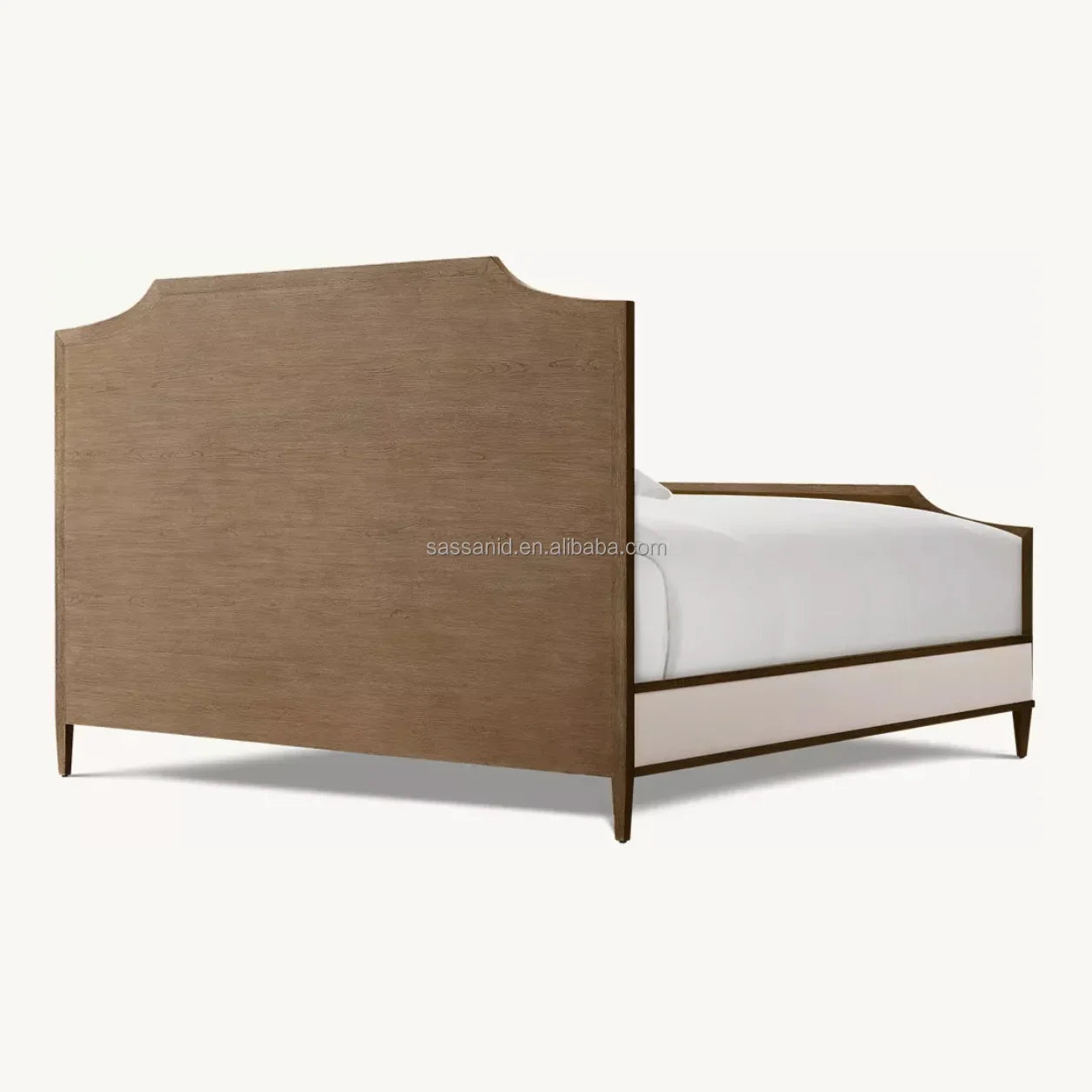 Delphine Upholstered Platform Bed by Re Home – Neoclassical Swedish Oak Piece