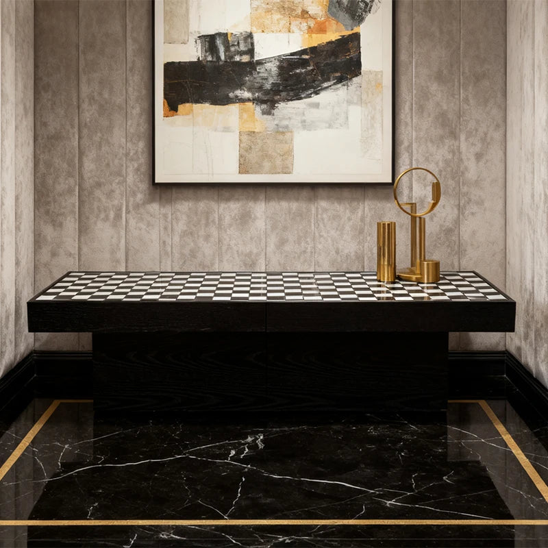 Modern Minimalist Marble Mosaic Coffee Table Luxury Italian Style for Villa