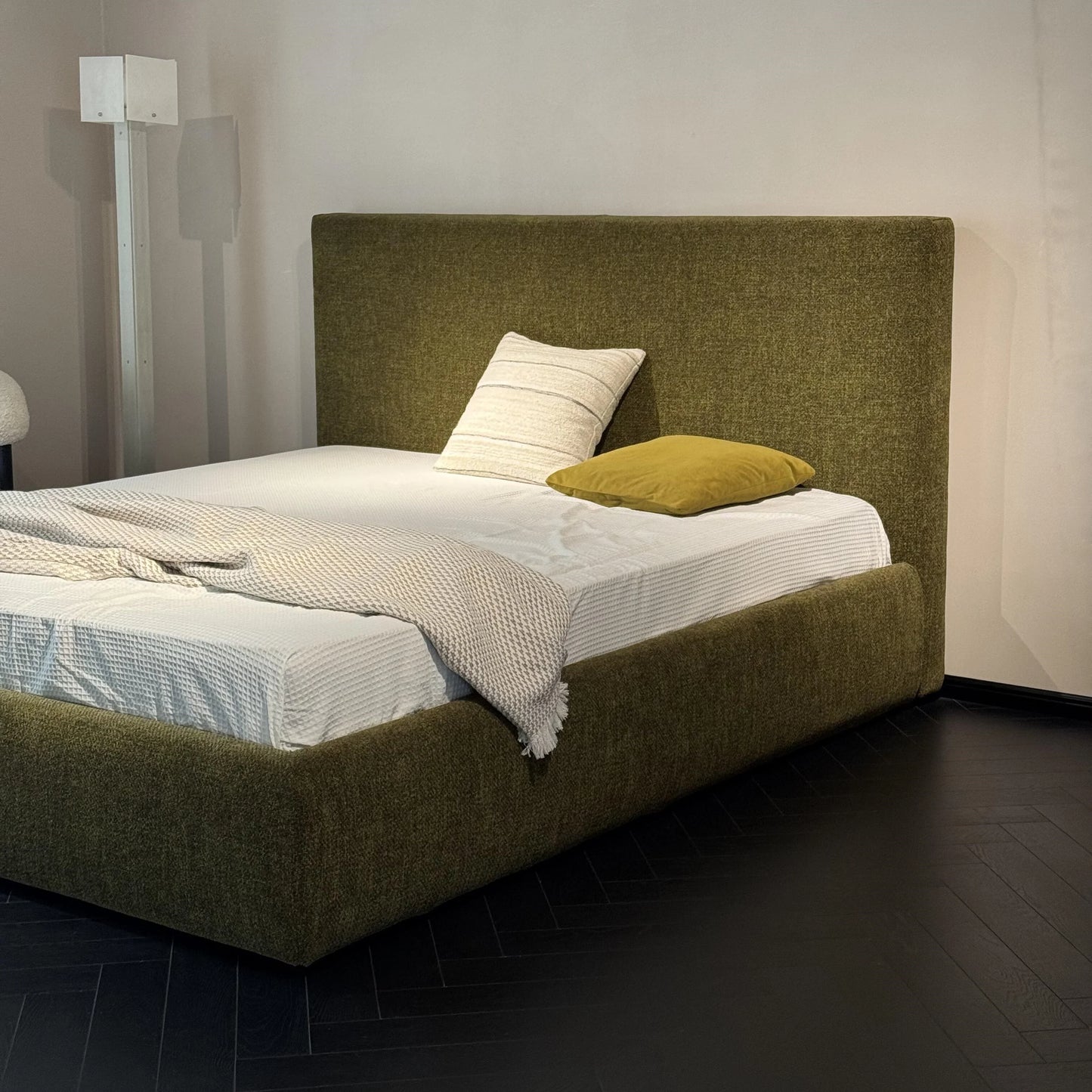 Upholstered Bed with High Headboard – Fabric Modern Statement Piece | 26-136