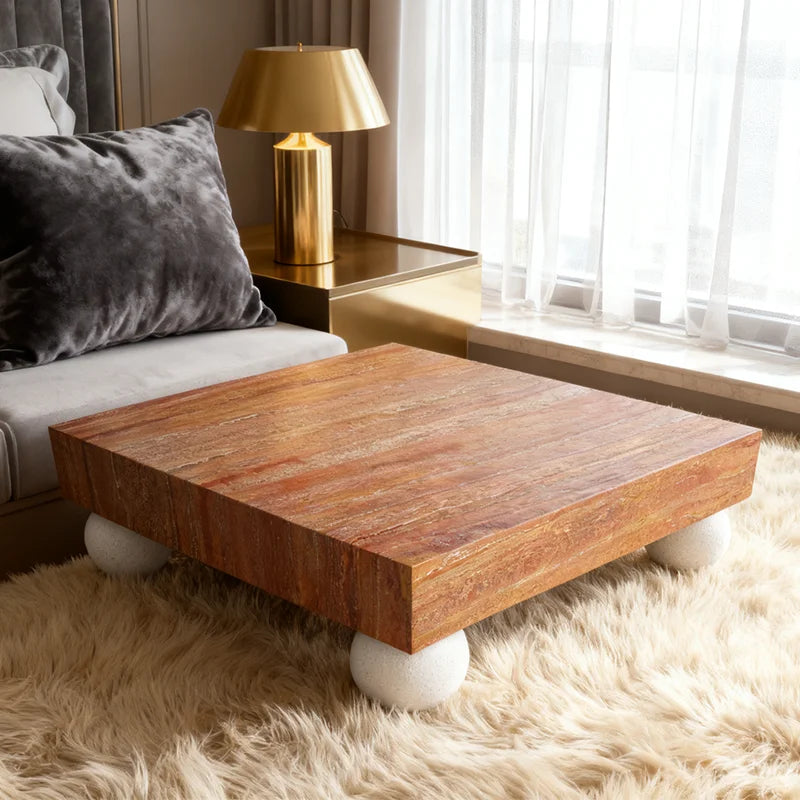 Luxury Square Marble Coffee Table Modern Italian Style for Villa