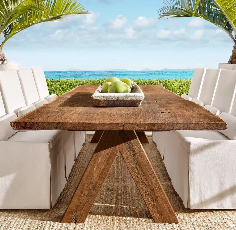 European Cracking Oak Rectangular Dining Table – Brule Umber Statement Piece