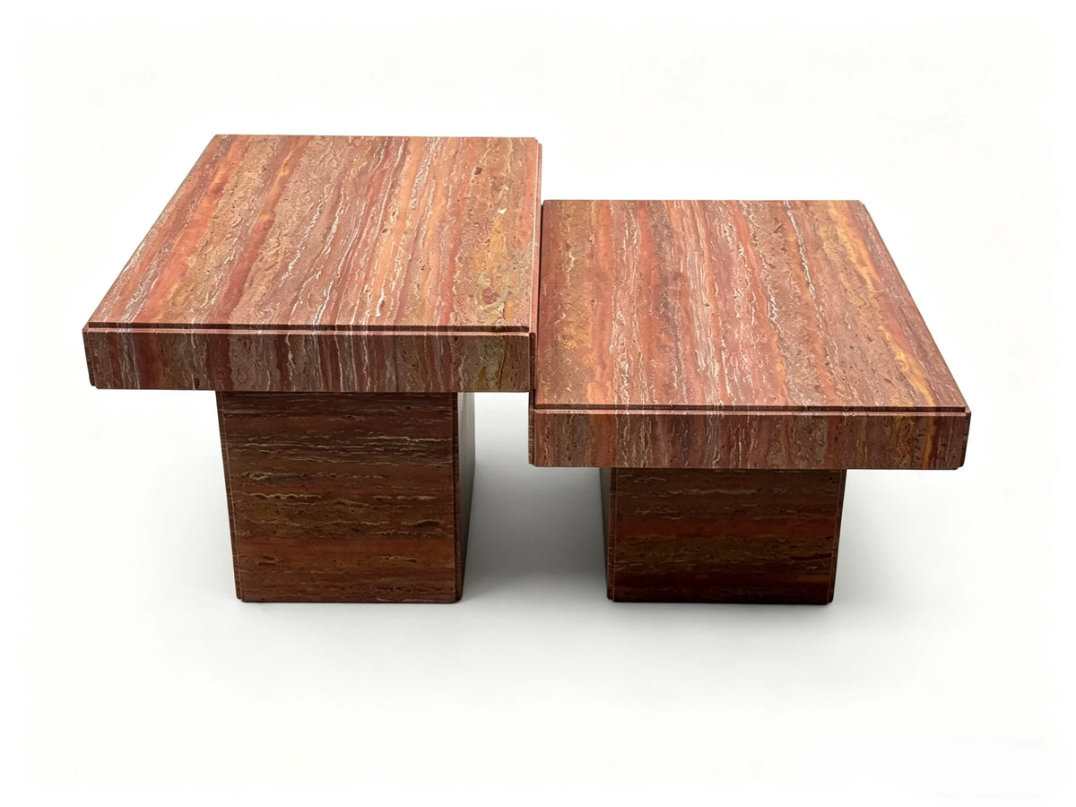 Luxury Square Natural Red Marble Coffee Table Modern Italian Style for Villa