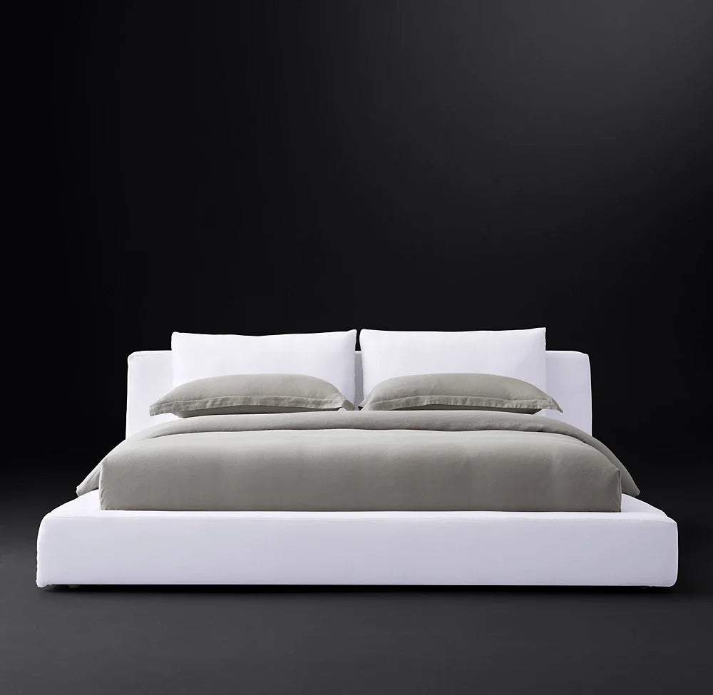 Cloud Platform Bed – Contemporary Slipcovered Design in Linen/Velvet