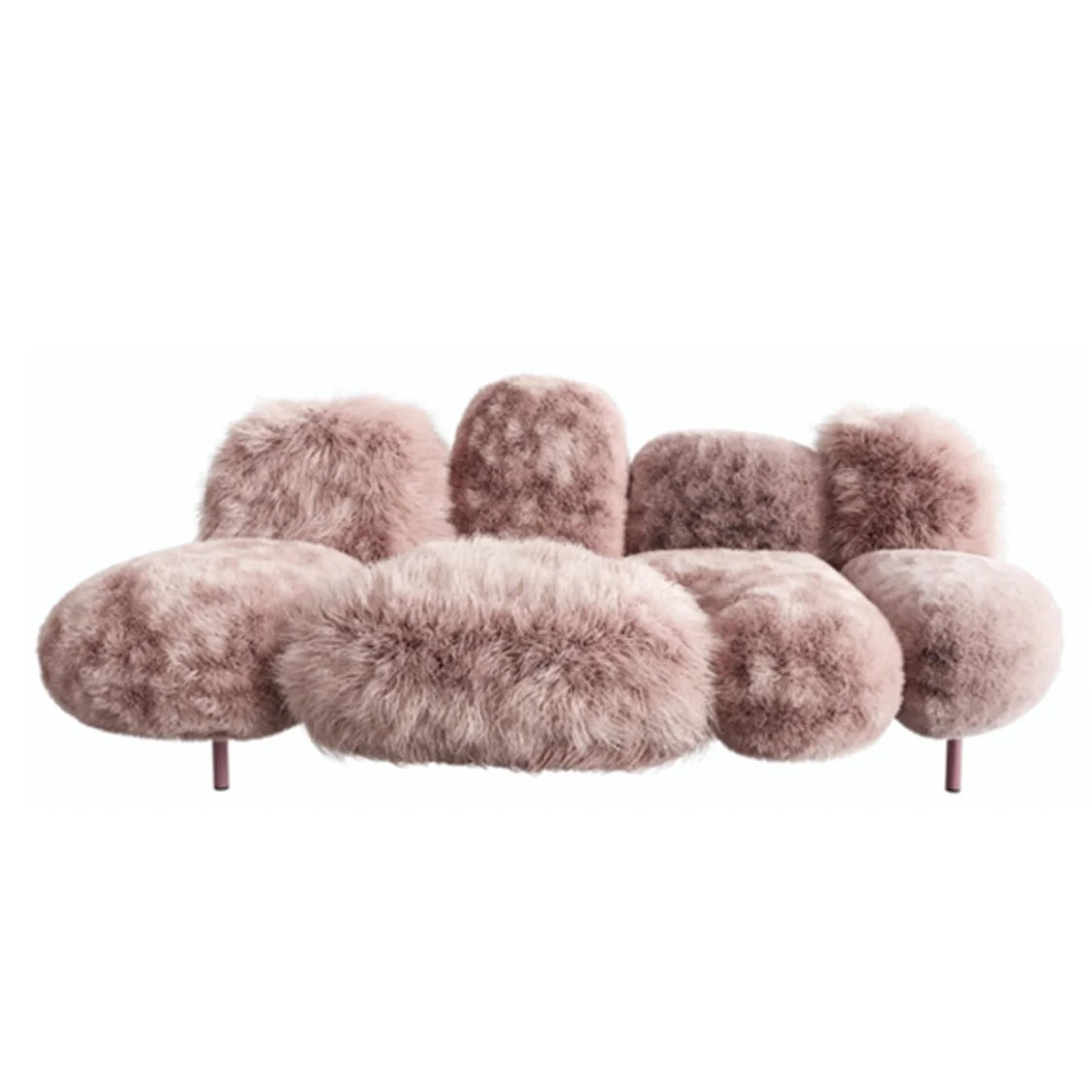 Modern Faux Fur Living Room Set in Pink