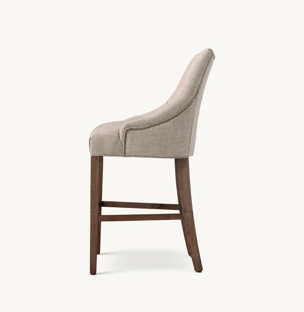 Martine Fabric Bar Stool – Contemporary Oak Statement Piece
