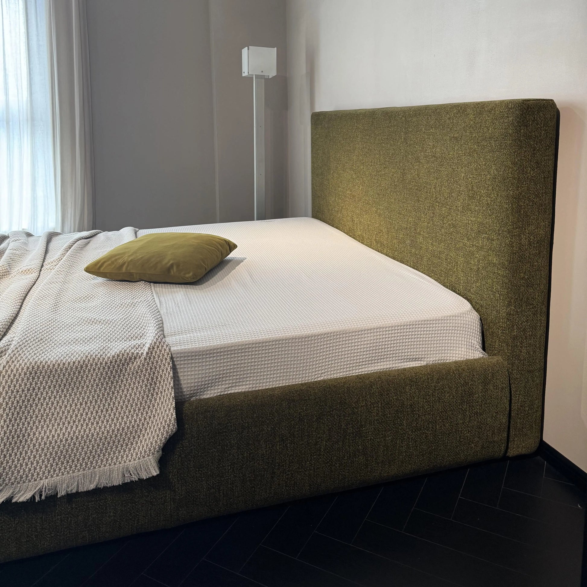 Upholstered Bed with High Headboard – Fabric Modern Statement Piece | 26-136