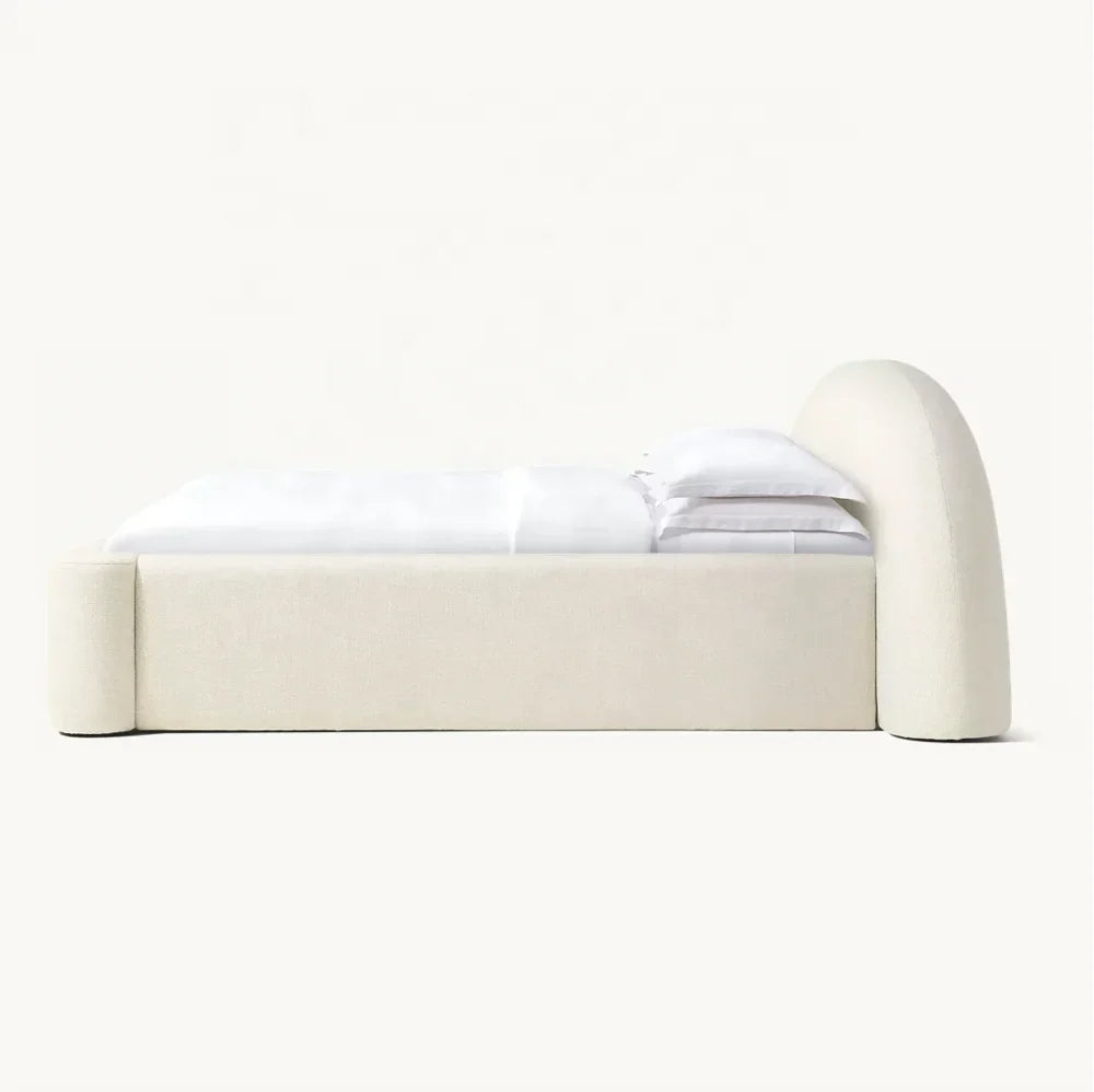 Quinn Upholstered Platform Bed – Tailored Panel White Textile Contemporary American Luxe