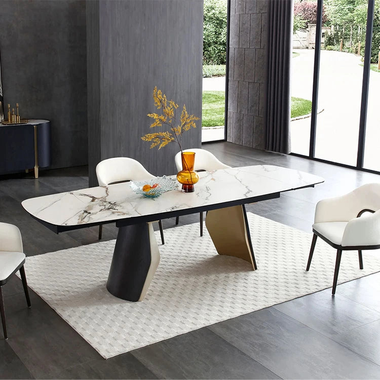 Luxury 1601726521080 Sintered Stone Extendable Dining Table Modern Italian Style for Villa