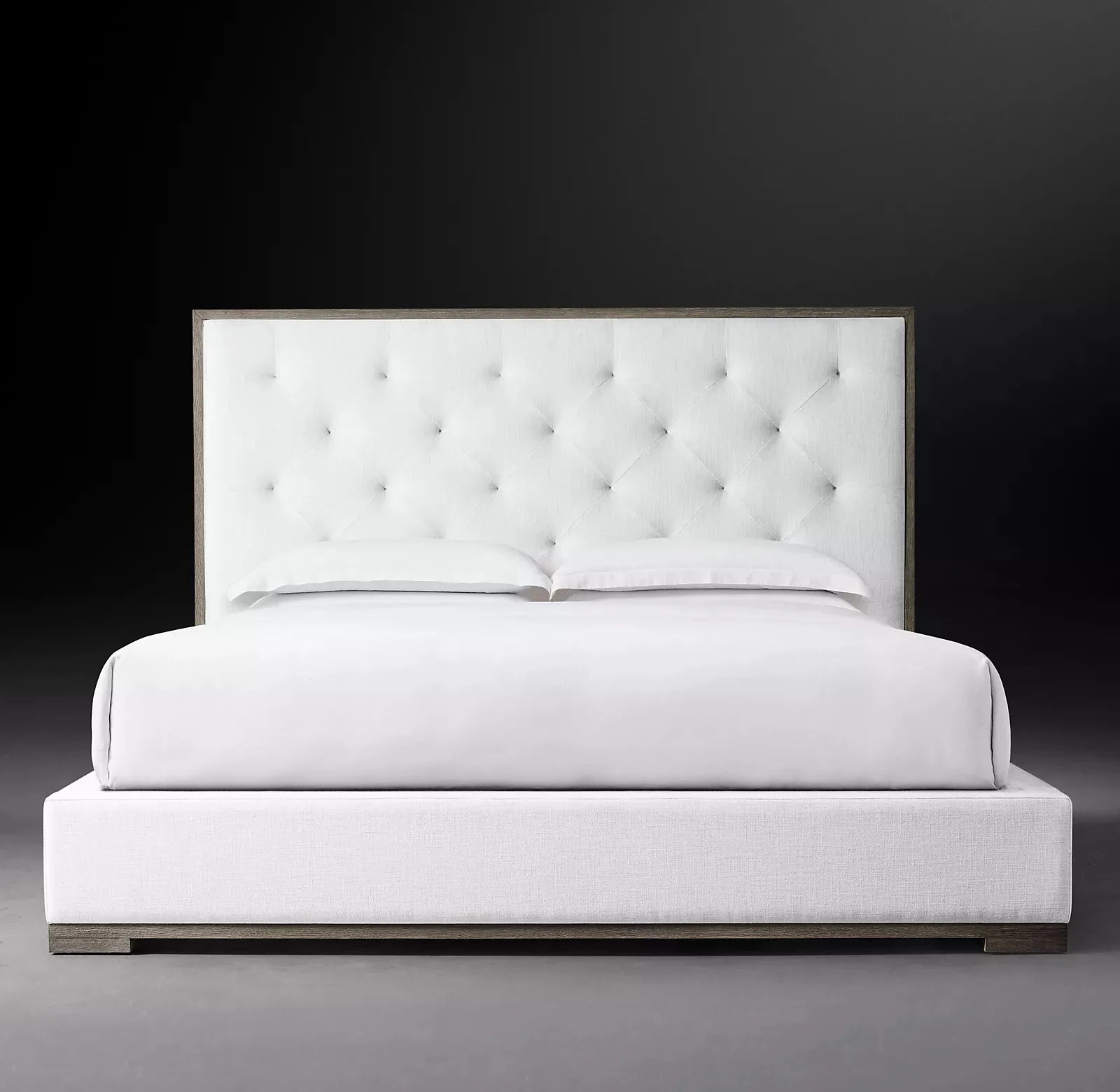 Modern Platform Bed – Tufted Upholstered Frame in Linen or Velvet