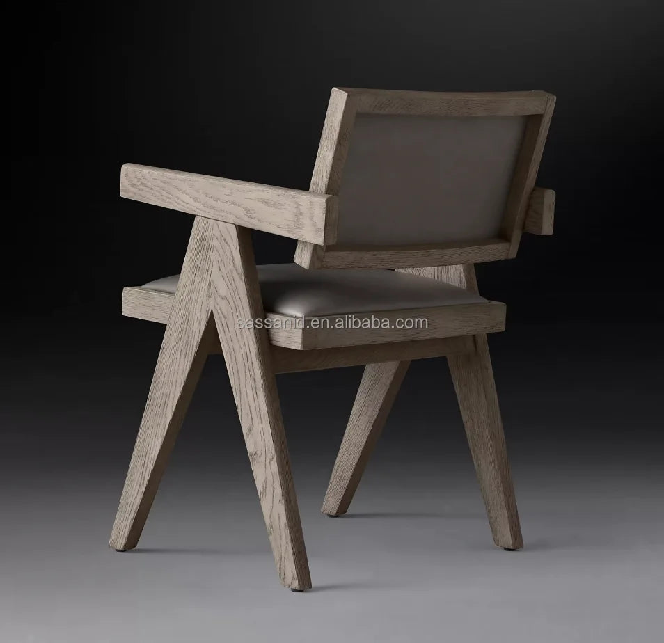 Dining Chair – Midcentury Minimalist Solid Oak and Leather Statement Piece