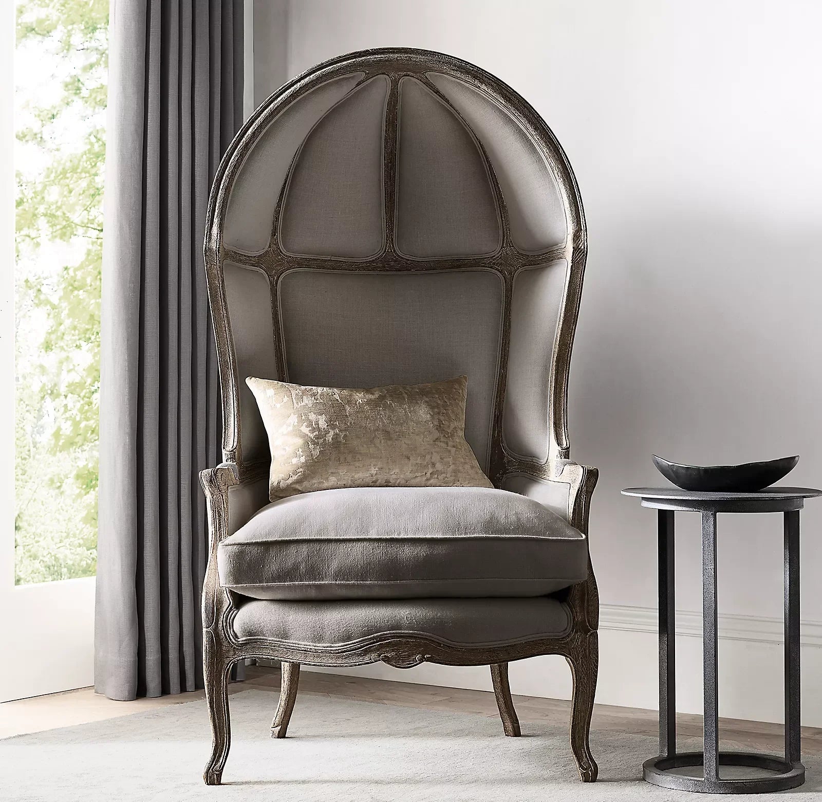 French Versailles Wingback Armchair – Upholstered Linen Statement Piece