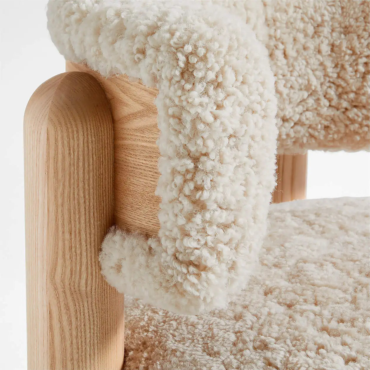 Harper Shearling Accent Chair – Modern Oak Frame Statement Piece