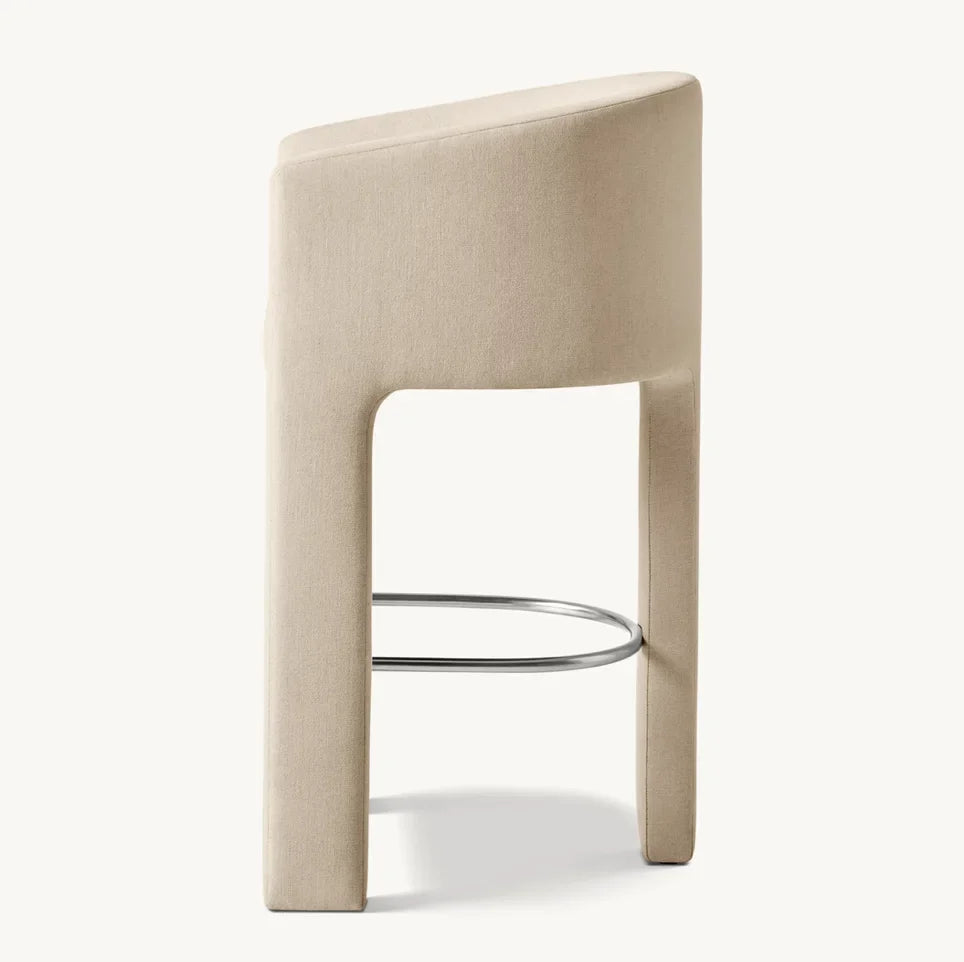 Upholstered Stool – Contemporary Architectural Design – Fabric Finish – Ines – Statement Piece