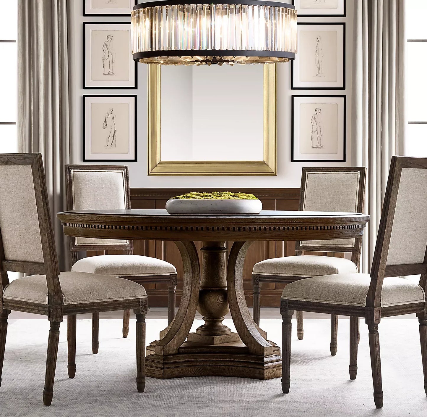 St. James Round Dining Table – Hand-Carved Architectural Hardwood Statement Piece