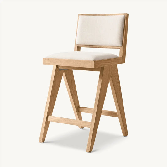 Chandigarh Style Bar Stool – Mid-Century Modern Solid Oak Statement Piece