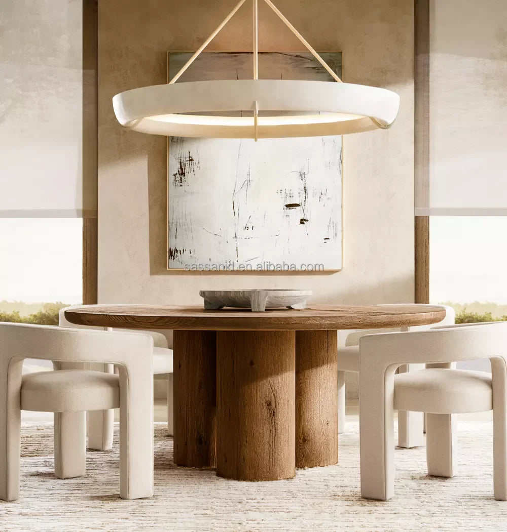 Oslo Round Dining Table – Cylinder Base Solid Oak Contemporary Statement Piece