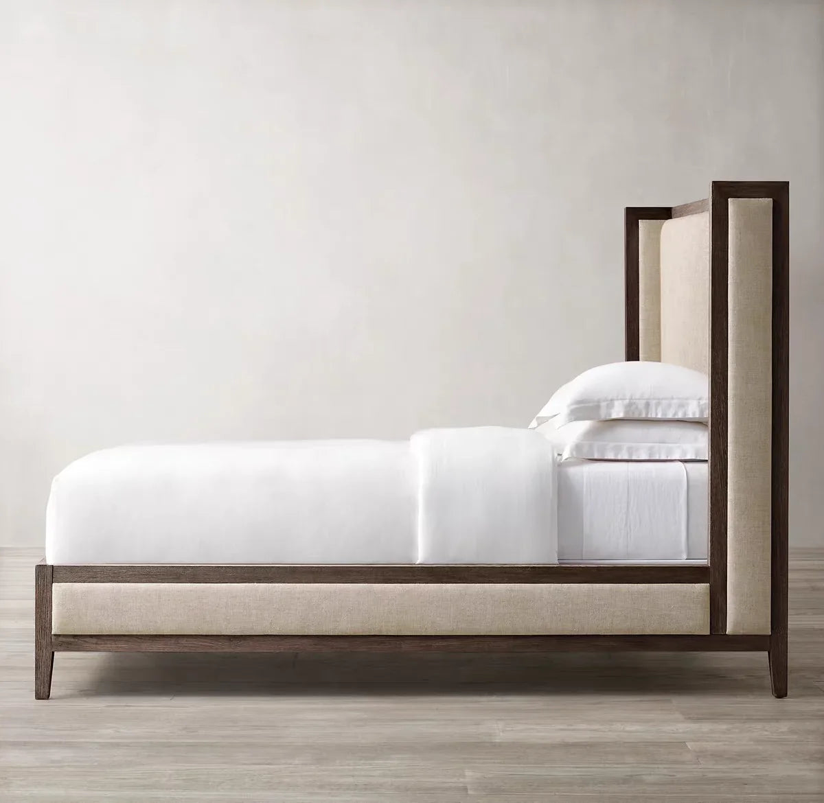 American Retro Platform Bed – Solid Wood French Soft Bag Upholstery