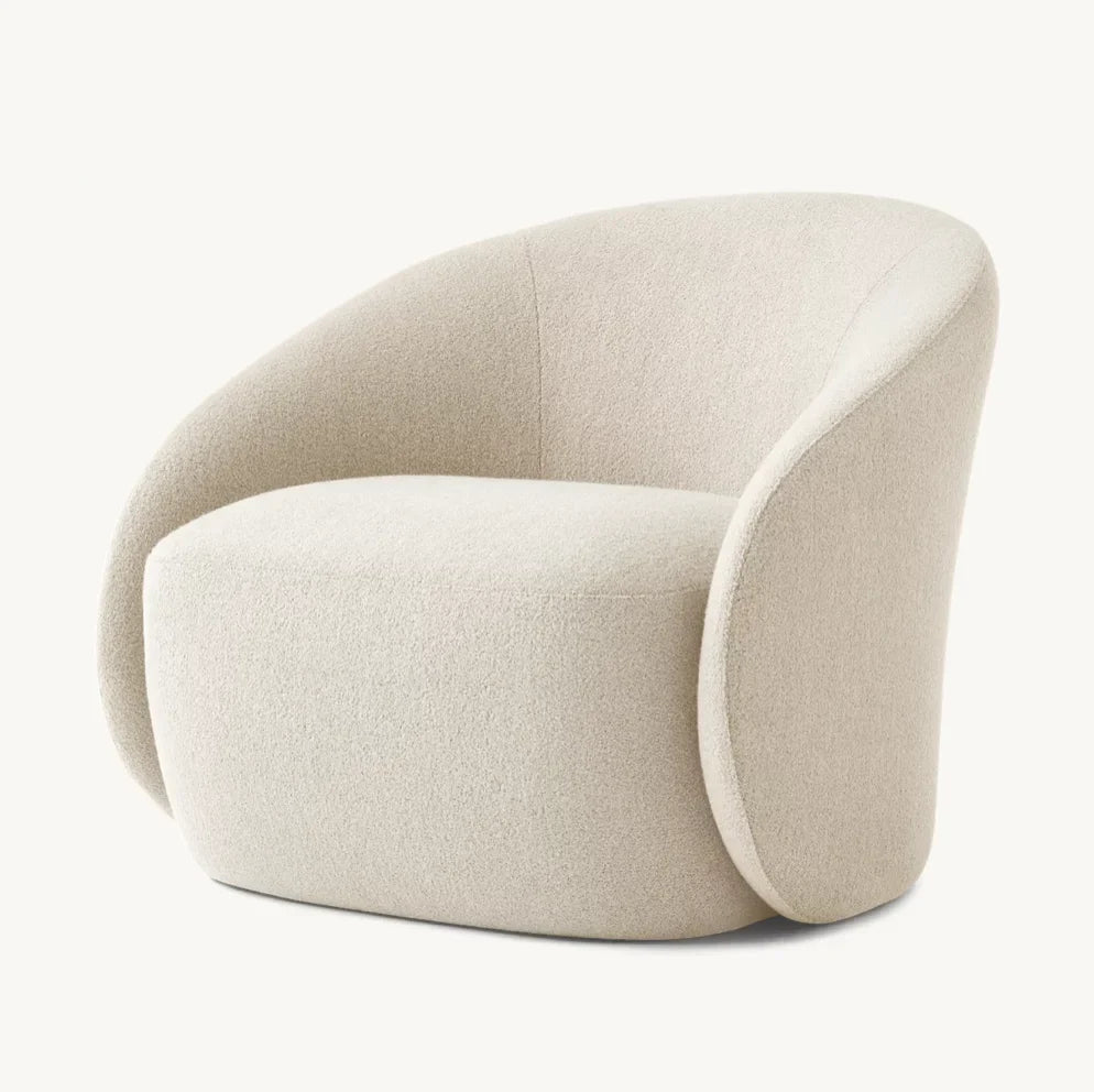Italian Minimalist Lounge Chair – Sculptural Bouclé Statement Piece