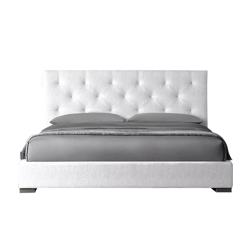 Tufted Platform Bed – Contemporary Upholstered Performance Fabric Luxury Statement Piece