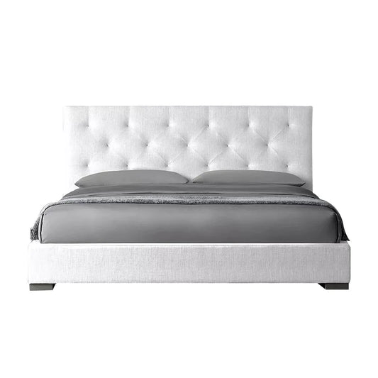 Tufted Platform Bed – Contemporary Upholstered Performance Fabric Luxury Statement Piece